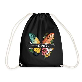 Mom Butterfly Flowers Best Mom Mother's Day - Drawstring Bag - black - Front