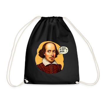 Shakespeare "Zu Bier oder nicht zu Bier" Lustig beleuchtet - Turnbeutel - Schwarz - Vorne