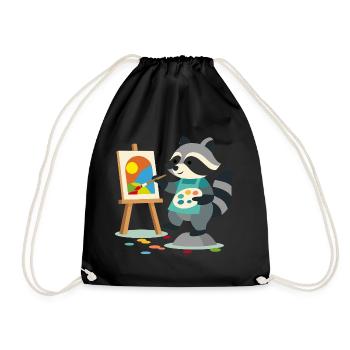 Creative raccoon for art lovers young and old - Drawstring Bag - black - Front