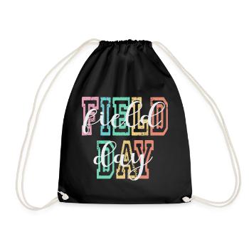 Colorful Field Day Lettering Graphic Design - Drawstring Bag - black - Front