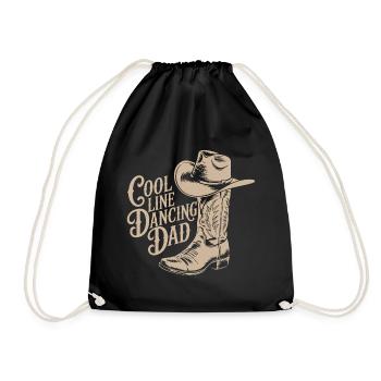 Line dancing dad cowboy hat style decoration - Drawstring Bag - black - Front