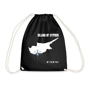 Contour de l’île de Chypre avec boussole et coordonnées - Sac de sport léger - noir - Devant
