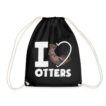 Loutre de mer dessin animé coeur - Sac de sport léger - noir - Devant