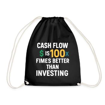 Cashflow 100x besser als Investitionen, Geschäft - Turnbeutel - Schwarz - Vorne