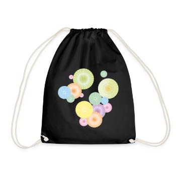 Pastel rosettes – decorative fan structure - Drawstring Bag - black - Front