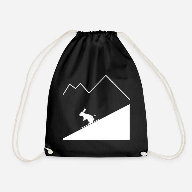 Rabbit Skier - Drawstring Bag - black