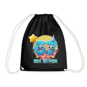Six Seven 6-7 67 Funny Cute Gift - Drawstring Bag - black - Front