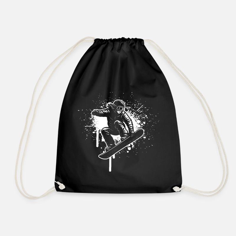 Attention snowboard fans simple statement - Drawstring Bag - black