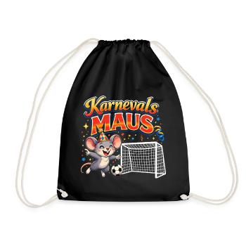 Karnevalsmaus Fußball Kostüm Geschenk Süß Niedlich - Turnbeutel - Schwarz - Vorne