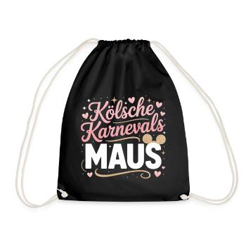 Kölsche Karnevalsmaus Karneval Köln Kölner Maus - Turnbeutel - Schwarz - Vorne