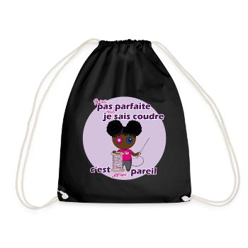 I'm not perfect but I know how to sew - Drawstring Bag - black - Front