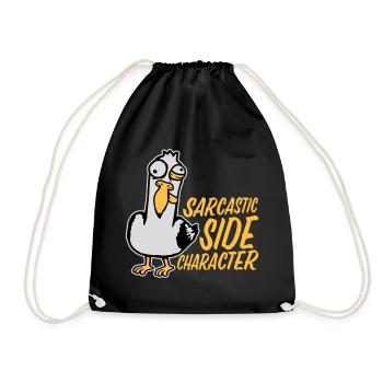 Crazy Seagull Sarcastic Side Character Funny - Drawstring Bag - black - Front
