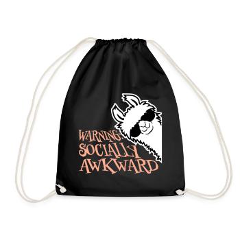 Lama Warning Socially Awkward Sunglasses Alpaca - Drawstring Bag - black - Front