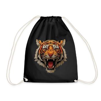 Tiger Head Roaring - Drawstring Bag - black - Front