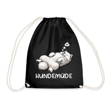 Dog Tired Samoyed Samoyed Owner Samoyed Dog - Drawstring Bag - black - Front
