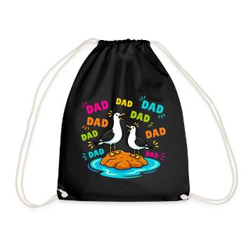 Papa Papa Papa - Drôles Mouettes Enfants - Sac de sport léger - noir - Devant