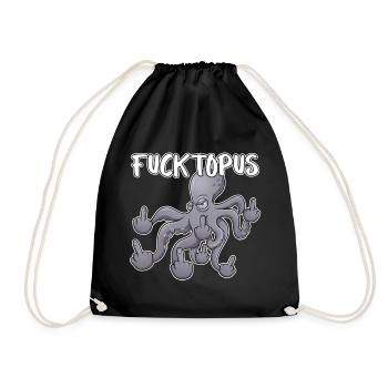 Fucktopuss – Dessin animé de la pieuvre espiègle - Sac de sport léger - noir - Devant