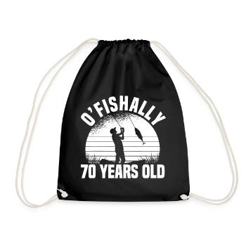 70th Fishing Birthday Splash - Drawstring Bag - black - Front