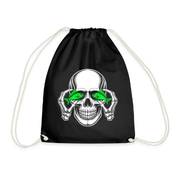 Crâne aux yeux de poisson verts - Sac de sport léger - noir - Devant