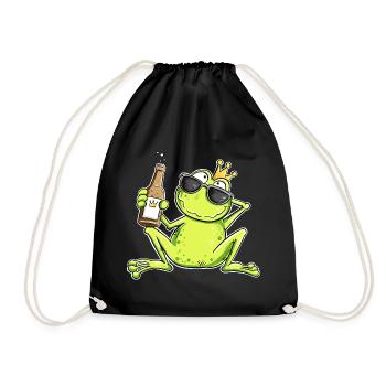 Lustiger Frosch Junggeselle | Single Geschenk - Turnbeutel - Schwarz - Vorne