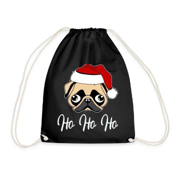 Mops Weihnachtsmann - Turnbeutel - Schwarz - Vorne