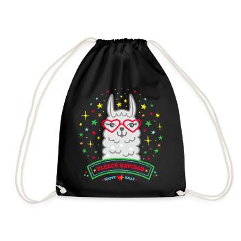 Lama Weihnachtspullover Weihnachtsgeschenk Alpaka - Turnbeutel - Schwarz - Vorne