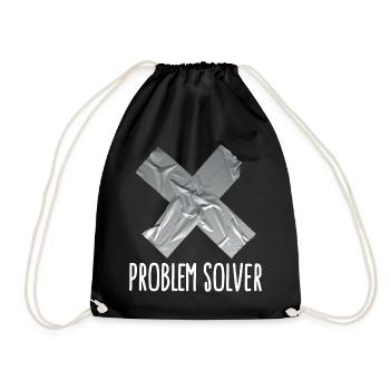 Problem solver funny Duct tape husband father - Drawstring Bag - black - Front