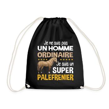 Palefrenier cheval. Cadeau écurie chevaux ferme - Sac de sport léger - noir - Devant