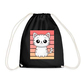 Petit chat mignon au coucher du soleil - Sac de sport léger - noir - Devant