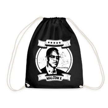 Malcolm X Linoldruck Porträt - Turnbeutel - Schwarz - Vorne