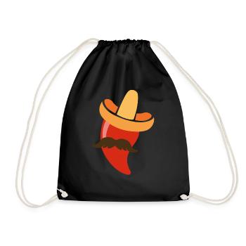 Mexikanische Peperoni Design - Turnbeutel - Schwarz - Vorne