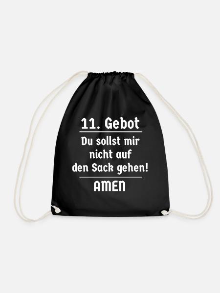 11. Gebot Du sollst mir nicht auf den Sack gehen - Turnbeutel - Schwarz