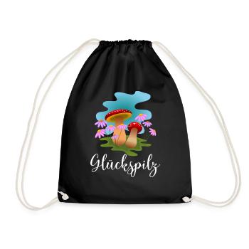 Glückspilz Design - Turnbeutel - Schwarz - Vorne