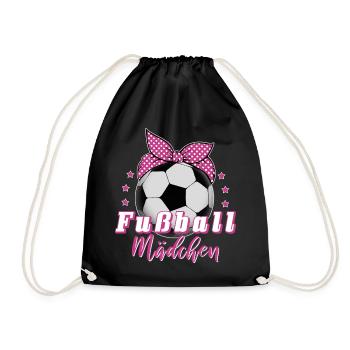 Fußball Mädchen Frauenfußball Fußballerin Geschenk - Turnbeutel - Schwarz - Vorne