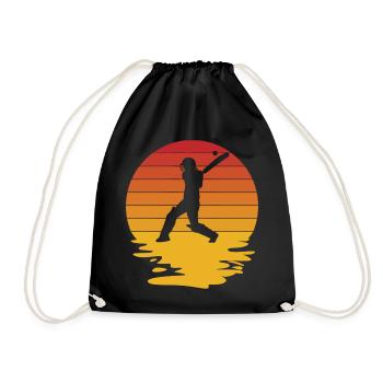 Cricket Cricketspieler Cricketspiel Geschenk - Turnbeutel - Schwarz - Vorne