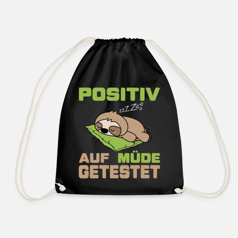 Positiv auf müde getestet (Faultier-Edition) - Turnbeutel - Schwarz