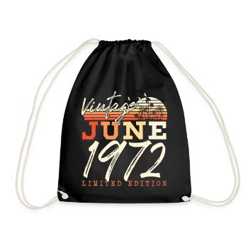 June 1972 Vintage Birthday Gift - Drawstring Bag - black - Front