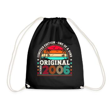 Original October 2006 16th Birthday Gift Cool - Drawstring Bag - black - Front