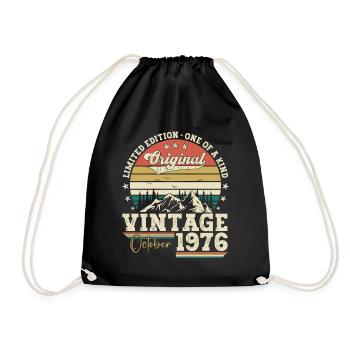 Original October 1976 46th Birthday Gift Cool - Drawstring Bag - black - Front