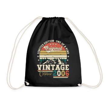 Original October 2006 16th Birthday Gift Cool - Drawstring Bag - black - Front
