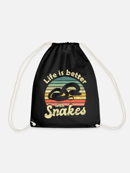 Snake snakes - Drawstring Bag - black