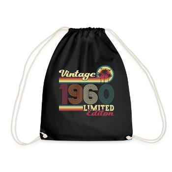 Original vintage 1960 62nd birthday gift - Drawstring Bag - black - Front
