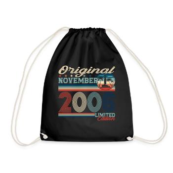 Original November 2006 16th Birthday Gift - Drawstring Bag - black - Front