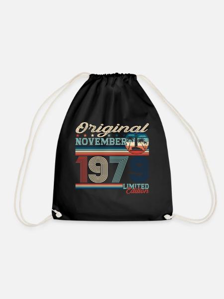 Original November 1979 43. Geburtstag Geschenk - Turnbeutel - Schwarz
