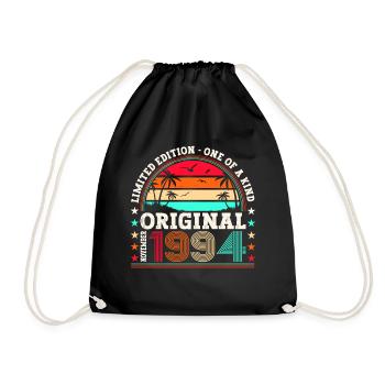 Original November 1994 28th Birthday Gift - Drawstring Bag - black - Front