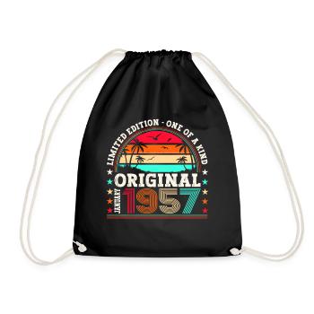 Né en 1957 Janvier 66e anniversaire Homme cadeau - Sac de sport léger - noir - Devant
