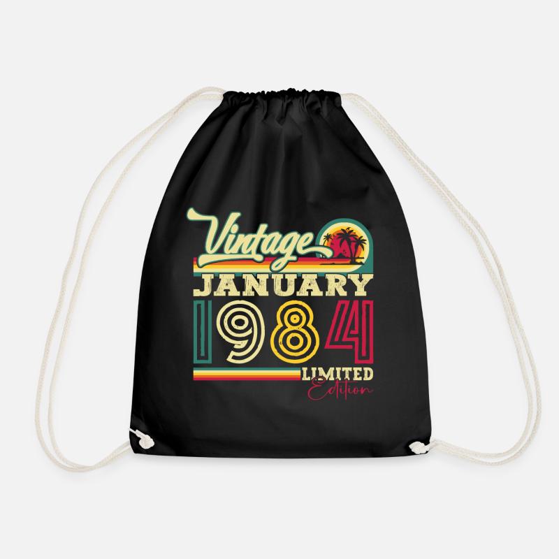 Born 1984 January 39th birthday Gift man - Drawstring Bag - black