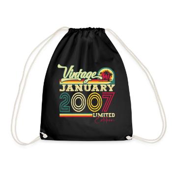 Year 2007 January 16th birthday gift man - Drawstring Bag - black - Front
