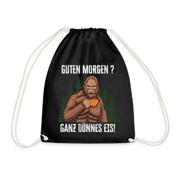 Guten Morgen - Ganz dünnes Eis Spruch Kaffee - Turnbeutel - Schwarz - Vorne