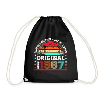 Cadeau d’anniversaire original février millésime 1987 - Sac de sport léger - noir - Devant